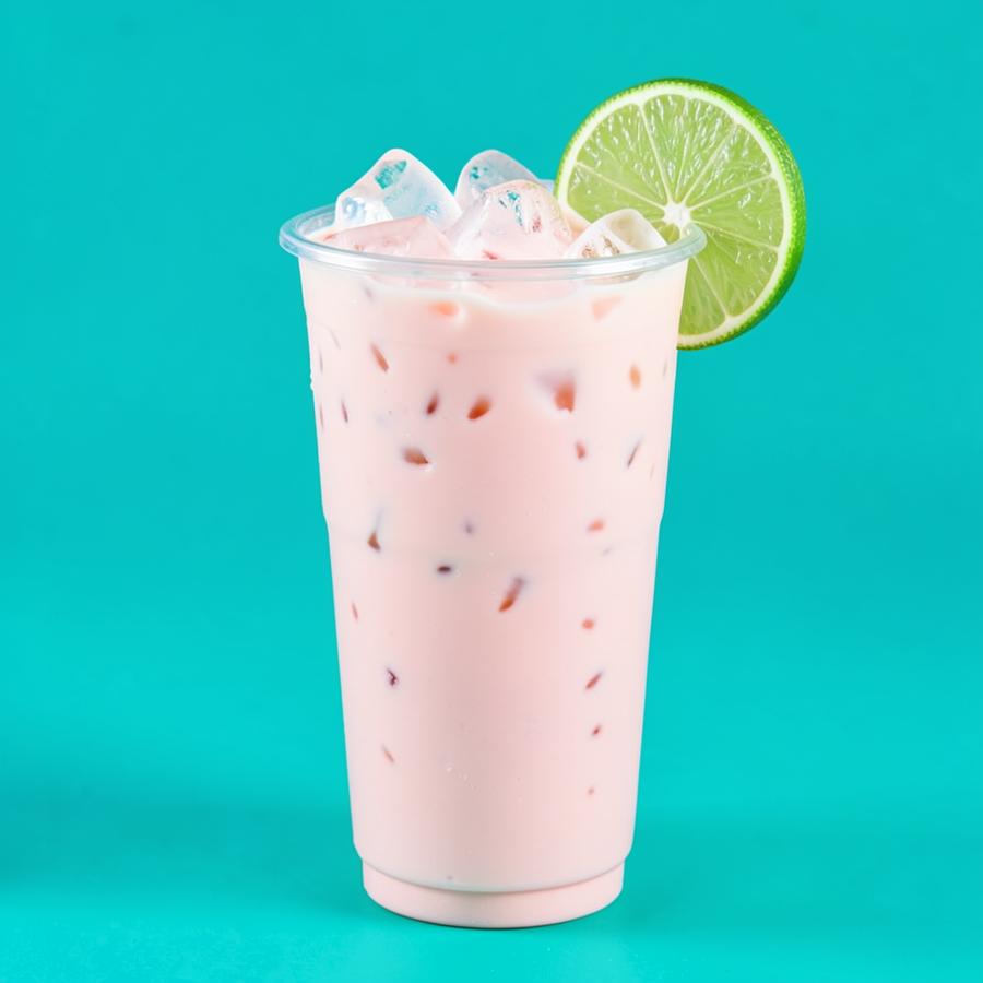 Row of creamy dirty sodas over crushed ice